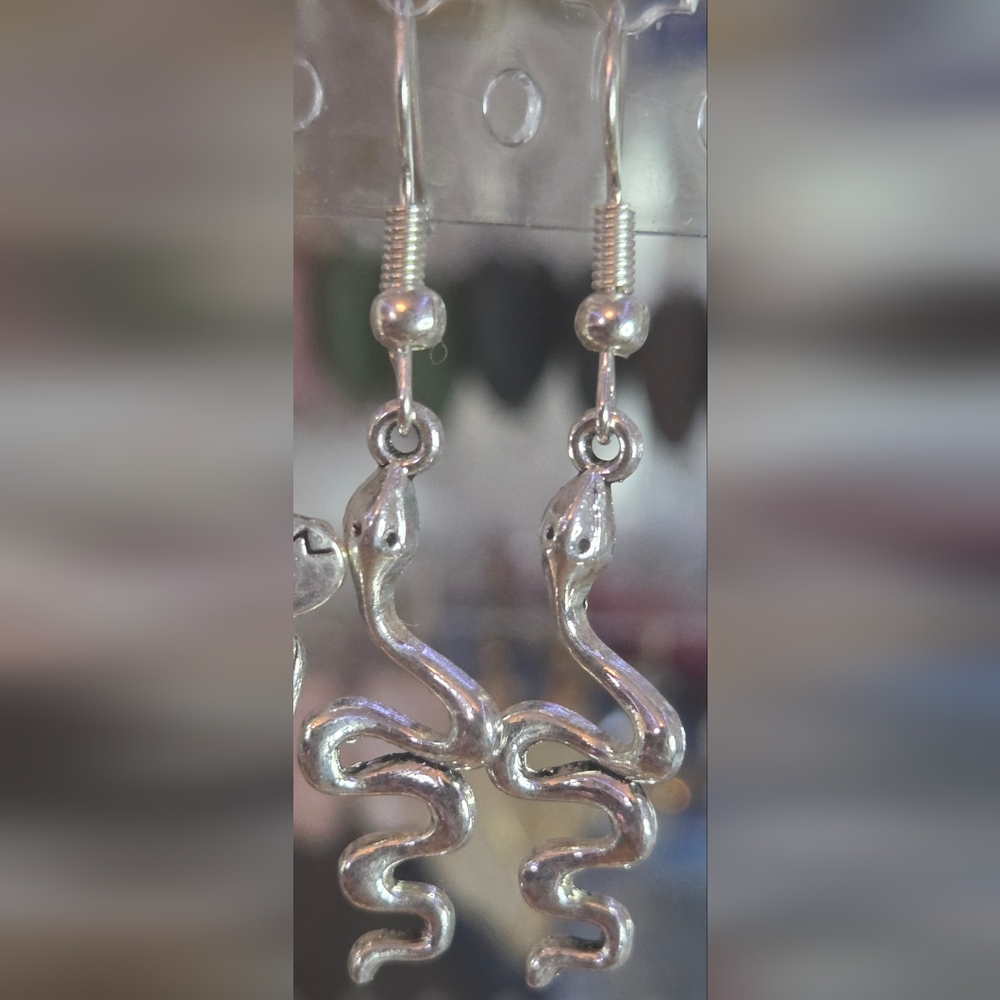 Silver Snake Earrings